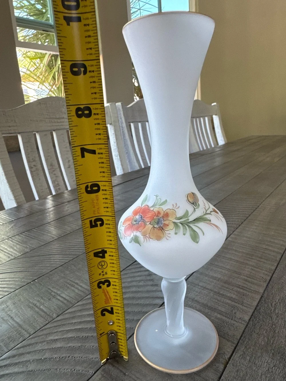 Vintage Frosted Floral Glass Bud Vase